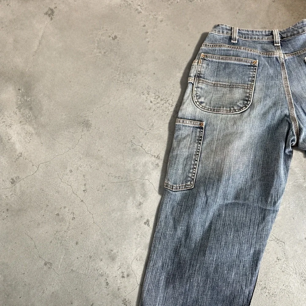 Carhartt Jeans Women 8 Blue WB003 Double Knee Carpenter Distressed Raw Hem